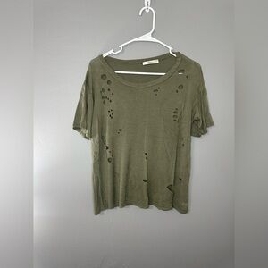 Olive Distressed Women’s comfy soft Top